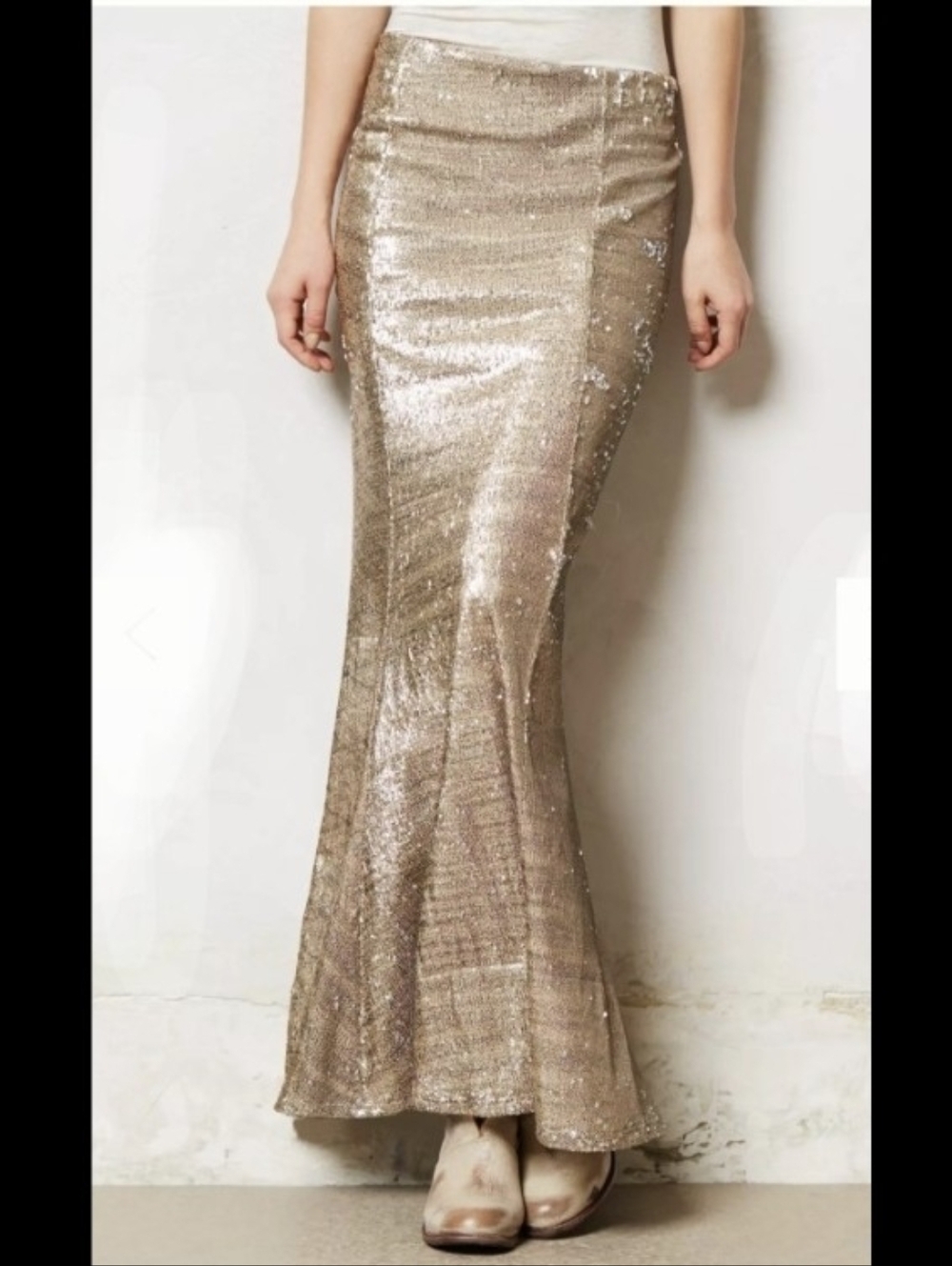 Line & Dot Goldie Silver Sequin Mermaid Tulip Maxi Skirt size Medium - Picture 12 of 16